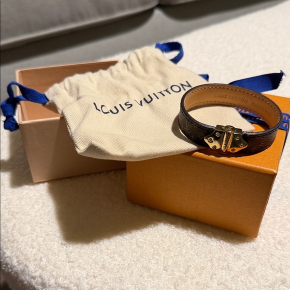 Louis Vuitton Accessories - Louis Vuitton Dark Brown Bracelet with Gold Clasp